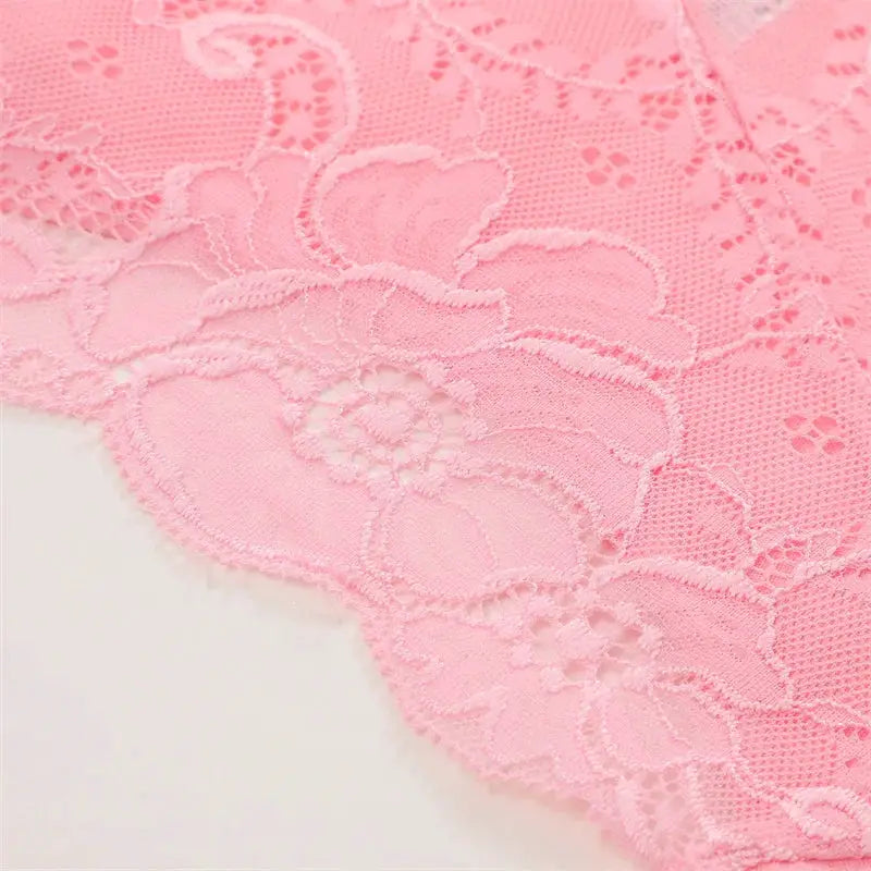 3pc pink floral lace panties set by Simples Market, low-rise hollow-out briefs