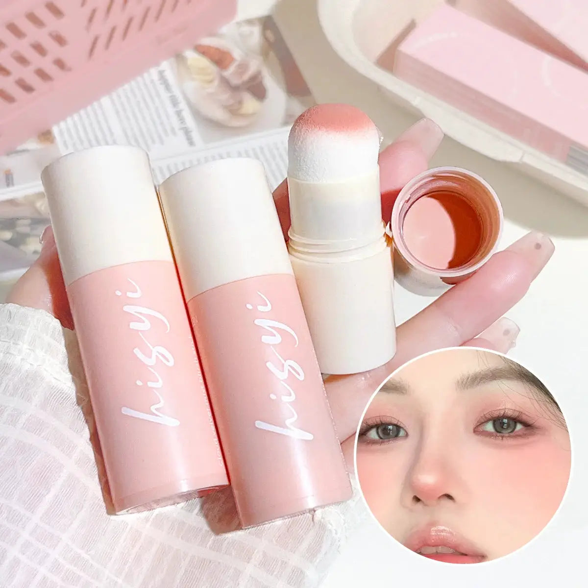 HISYI Yunrou Soft Fog Blush Stick Dual Use Lip And Cheek Tint Cloud Velvet Texture Brightening Finish