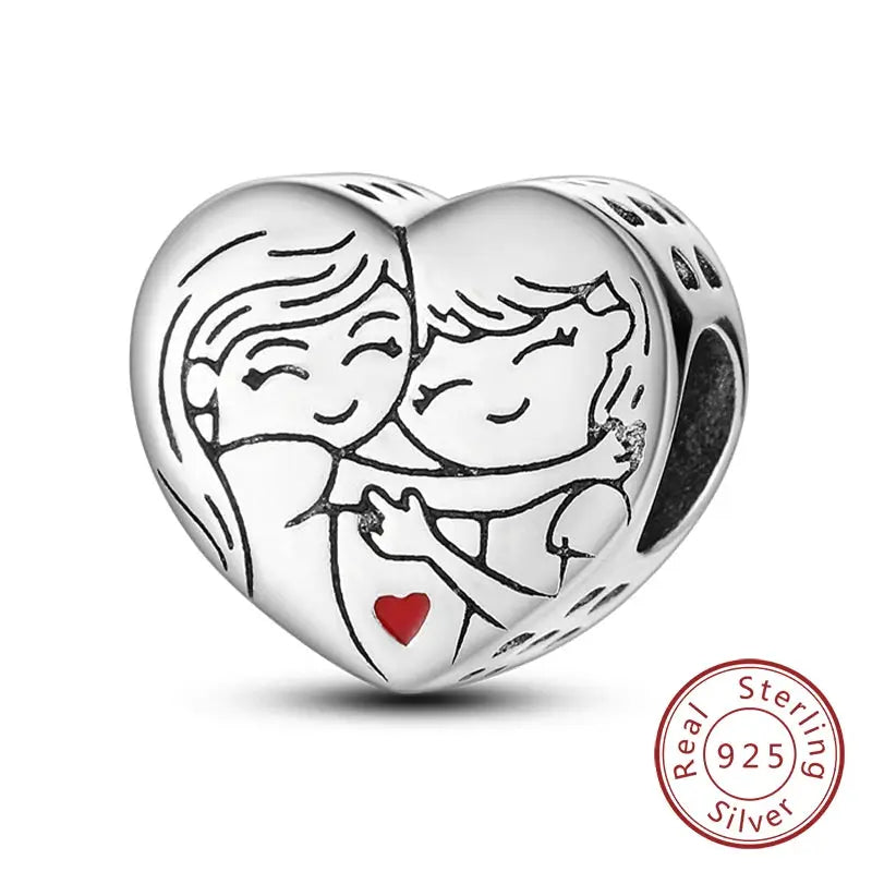 925 Sterling Silver Charms Beads Forever Love Heart Dangle For Bracelet Women Jewelry Gift Sister Family Life