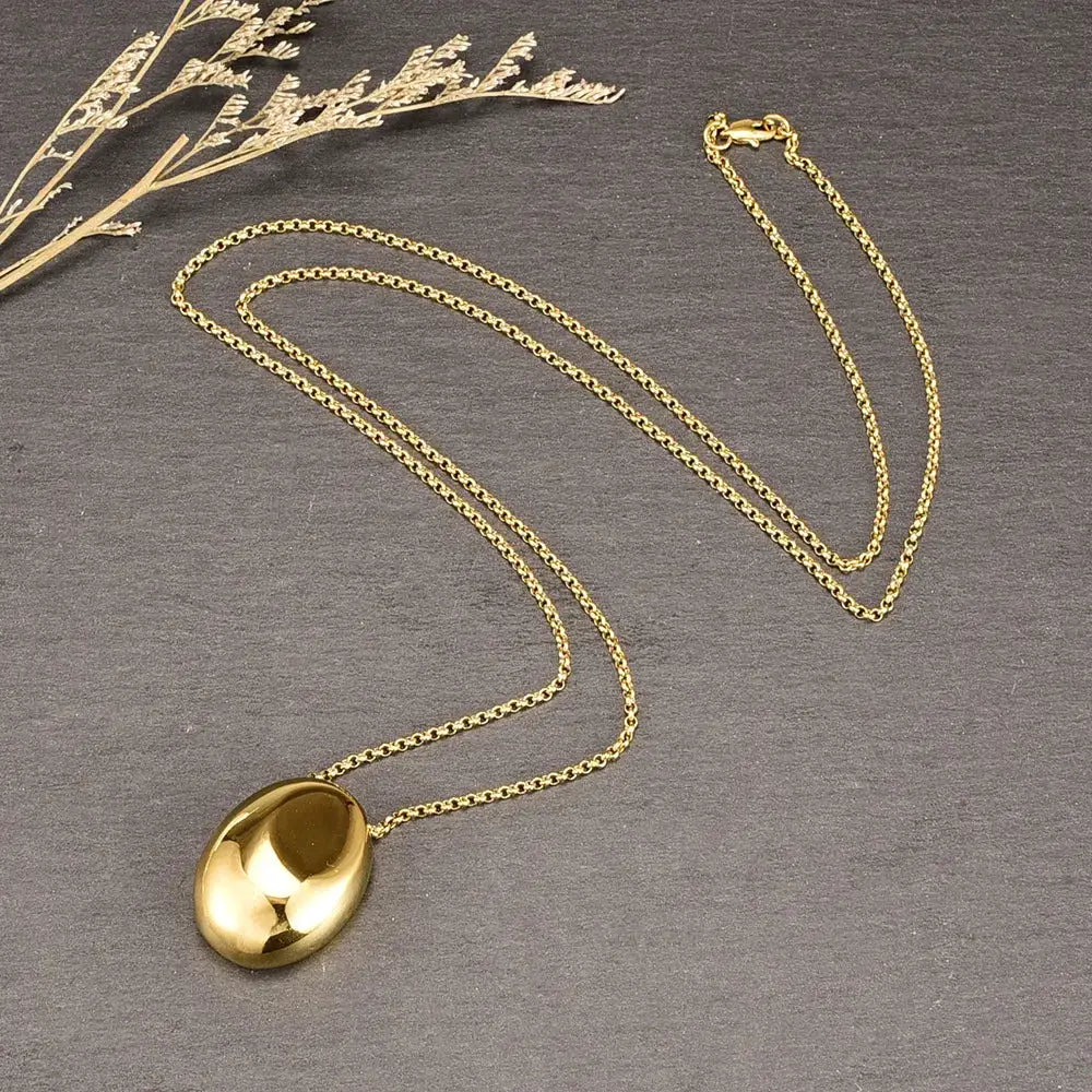 Water Drop Geometric Ins Style Minimalist Light Luxury Sweater Chain Necklace Stainless Steel Unisex Jewelry