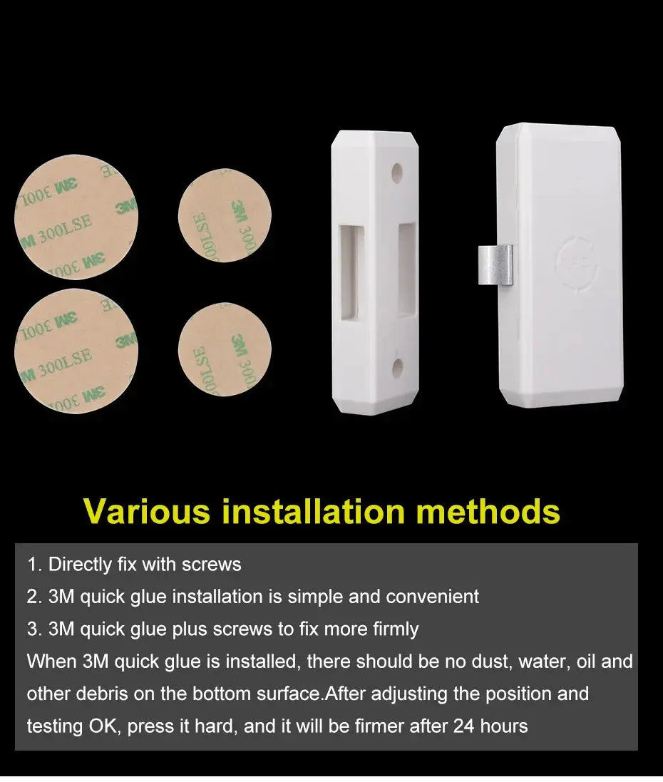 Simples Market NFC smart drawer lock kit for file cabinets; includes four 3M adhesive discs and mounting hardware.