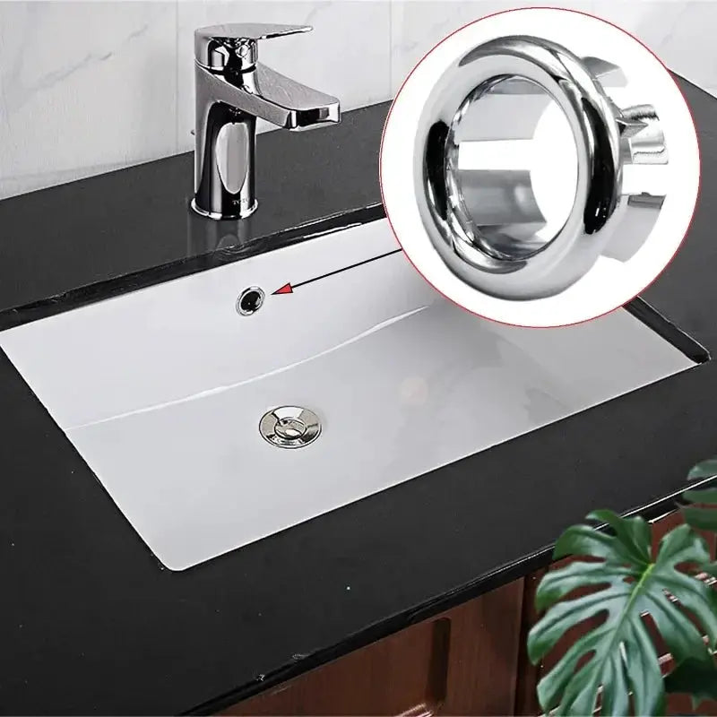HomeX Round Sink Hole Overflow Cover Durable Plastic Silver Plated Drain Cap For Kitchen And Bathroom