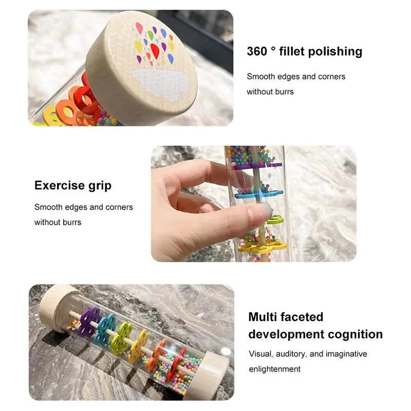 Wooden Rain Sound Tube Instrument Rain Maker And Hourglass Shaker Toy For Sensory Play And Hearing Enlightenment