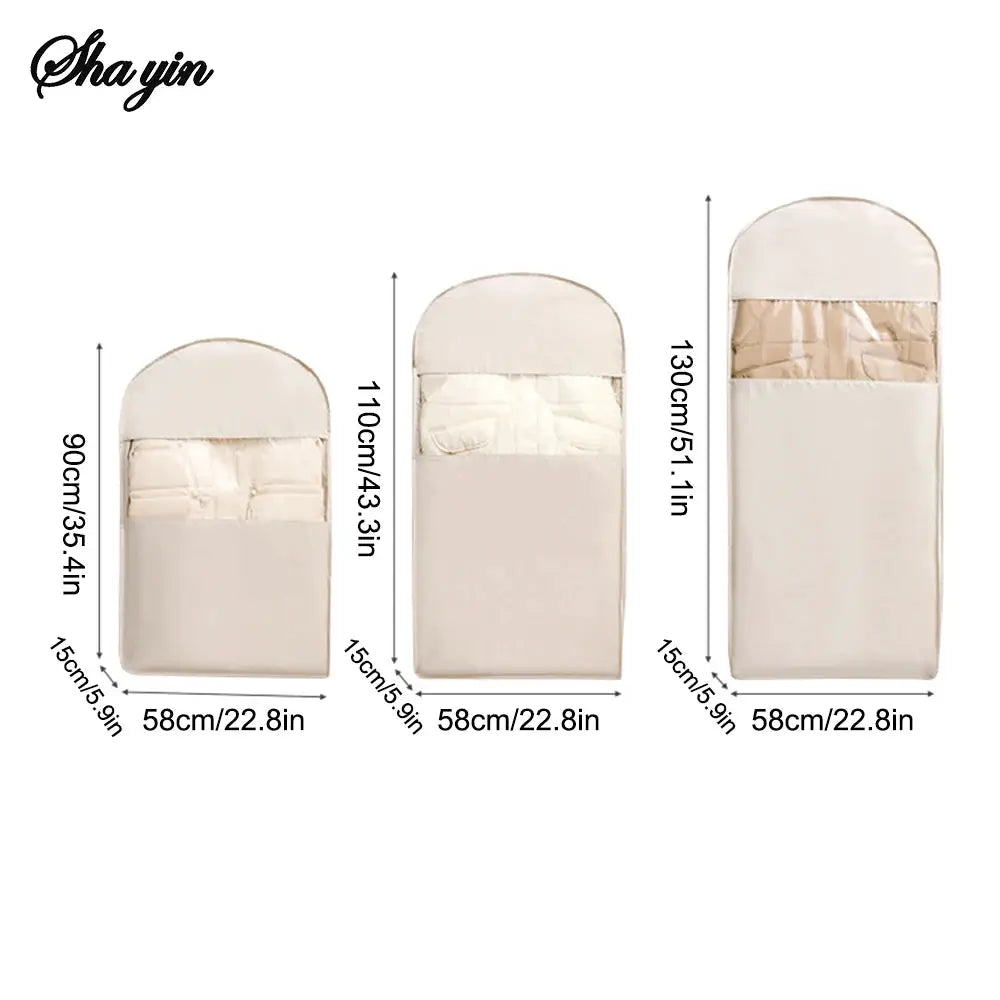 Visible Compression Hanging Bag For Down Jackets And Winter Gear Dust Cover Wardrobe Organizer For Household Storage