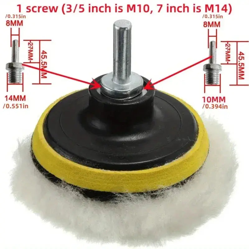 8 Piece Car Polishing Pad Set 3 5 7 Inch Self Adhesive Buffing Waxing Sponge Wool Pads For Car Polisher Drill Adapter