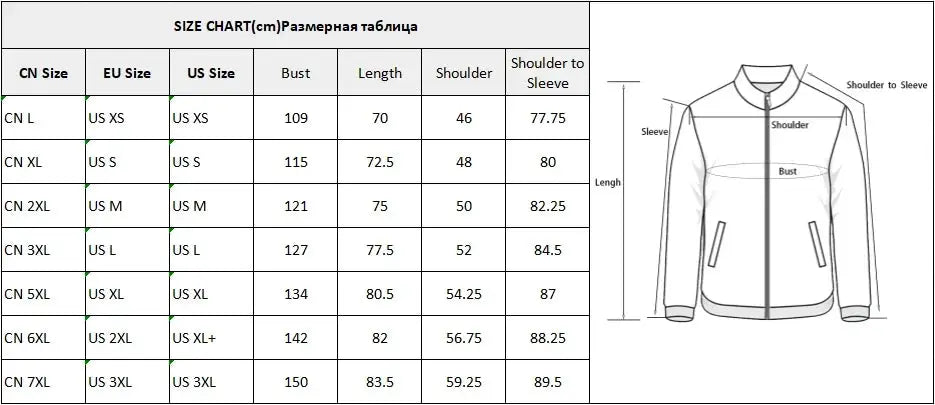 KEFITEVD men's winter ski jacket by Simples Market, waterproof and fleece-lined with size chart.