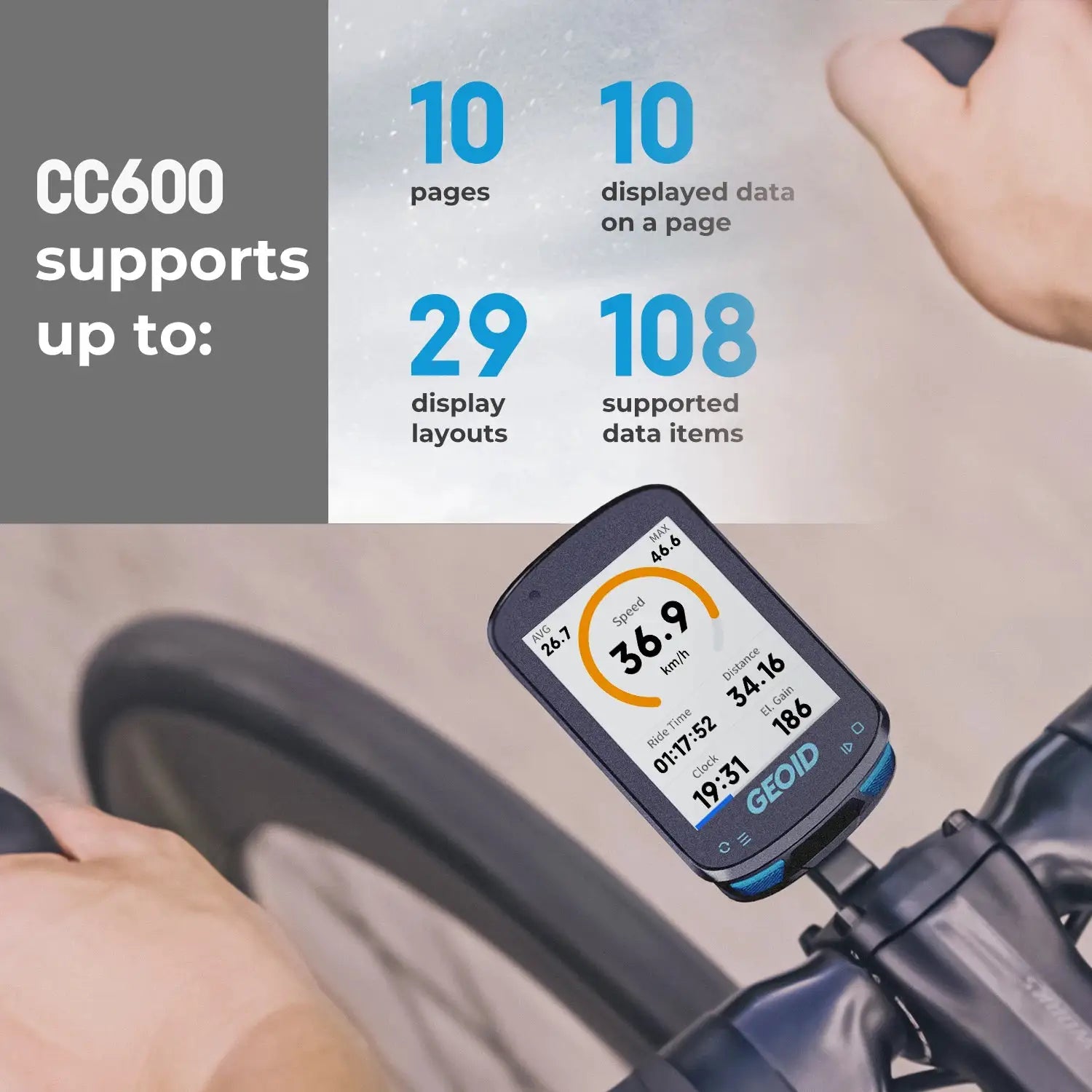 GEOID CC600 Color Screen GPS Bike Computer With Smart Navigation Wireless Speedometer ANT Plus 11 Languages Odometer