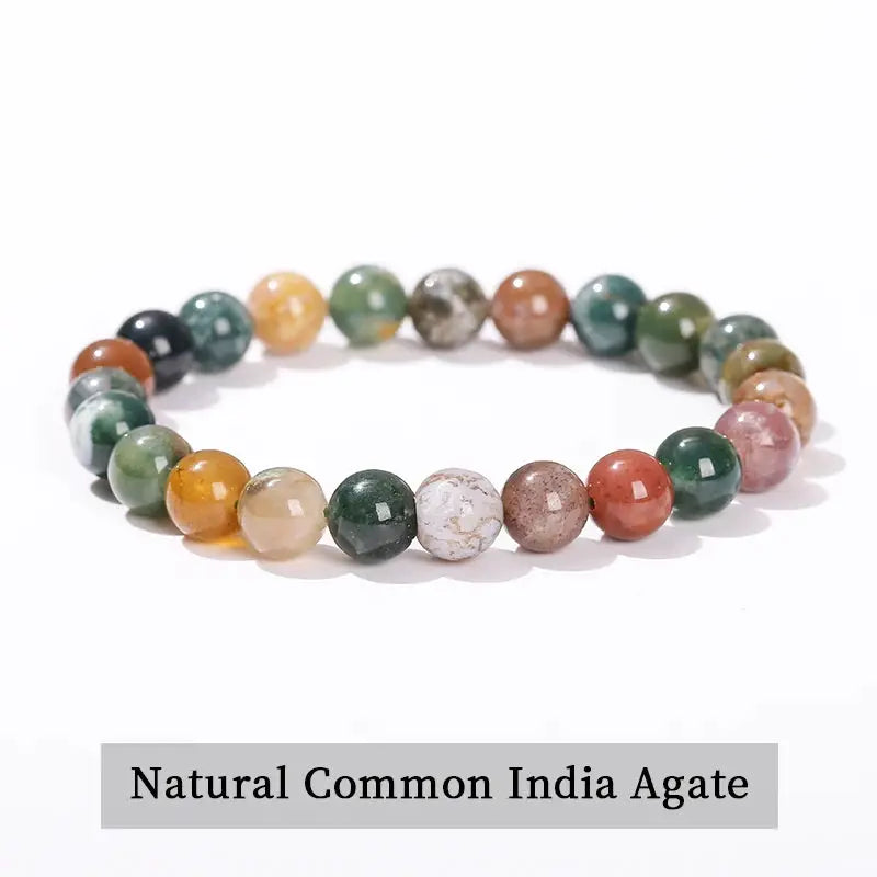 JD Natural Stone Beads Bracelet Amethyst Tiger Eye Crystal Quartz Agate Unisex Bangle Reiki Healing Jewelry Gift
