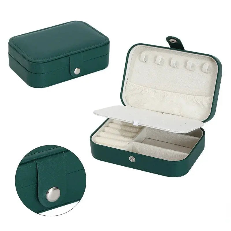 Portable Leather Jewelry Box Organizer Case Travel Storage Zipper Jewelry Display