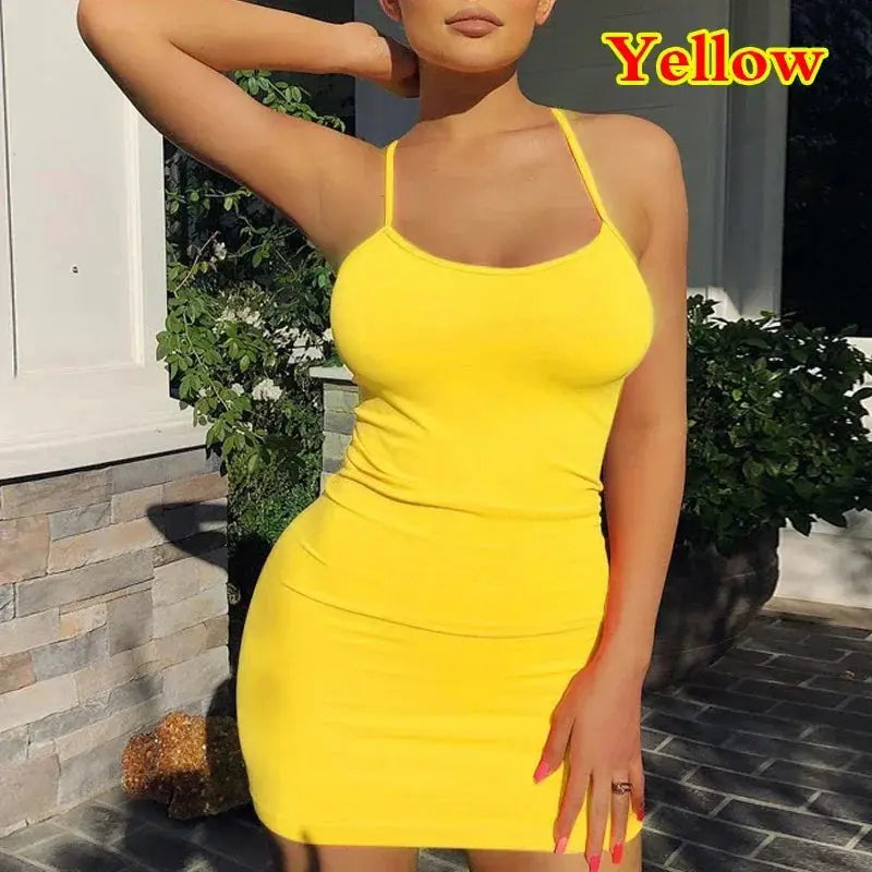 Liva Girl Summer Spaghetti Strap Mini Dress 2025 Sexy Bodycon Club Nightlife Dress