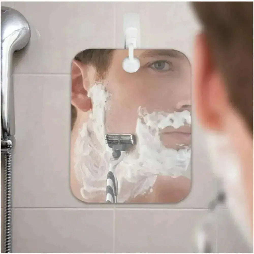 Bathroom anti-fog acrylic shower mirror with wall hook for shaving and makeup