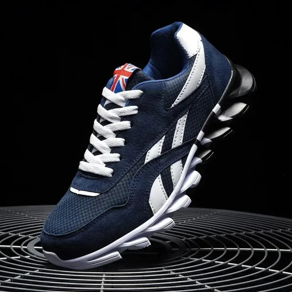 Brand Trend men's navy blue fitness sneakers with white sole and breathable mesh upper
