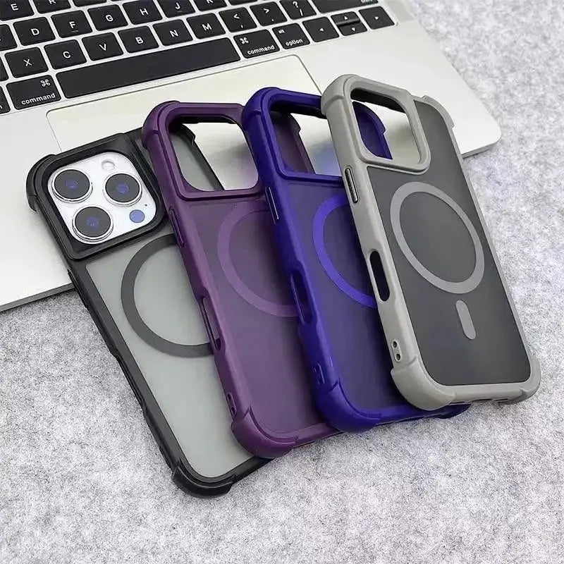 Five-pack magnetic luxury matte armor iPhone cases, shockproof and MagSafe compatible