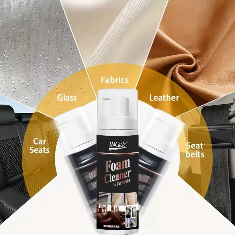 Simples Market Foam Cleaner spray for car interiors and leather seats, white bottle.