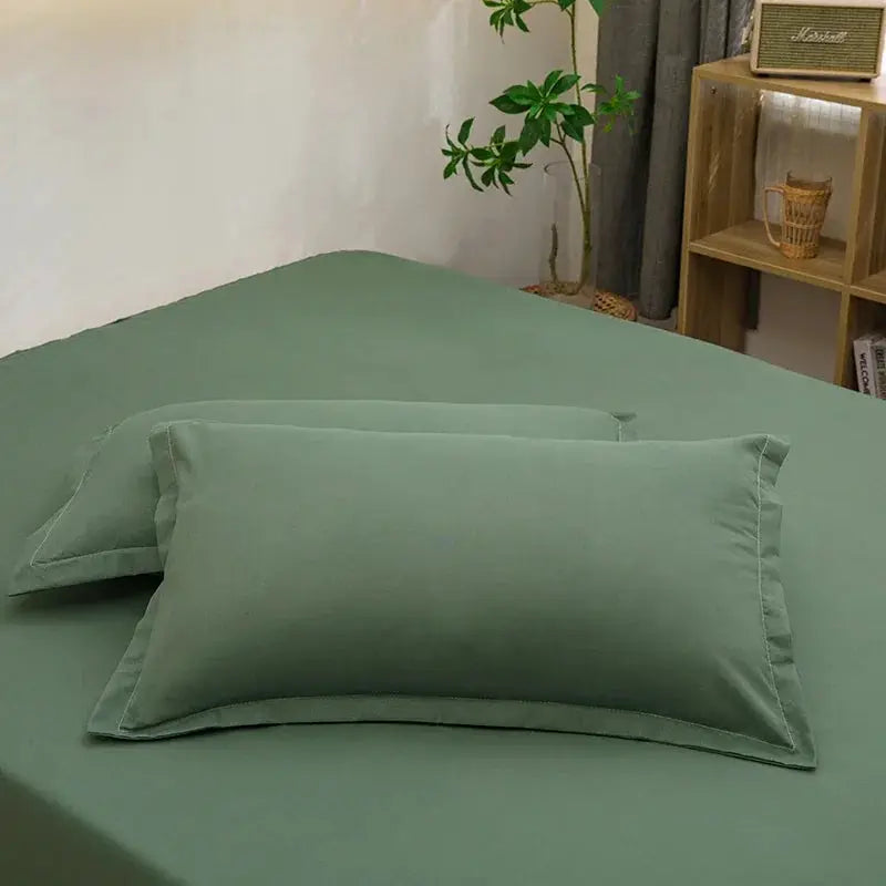 2pc Simples Market pillowcase cushion covers, envelope style, solid green, 48x74cm