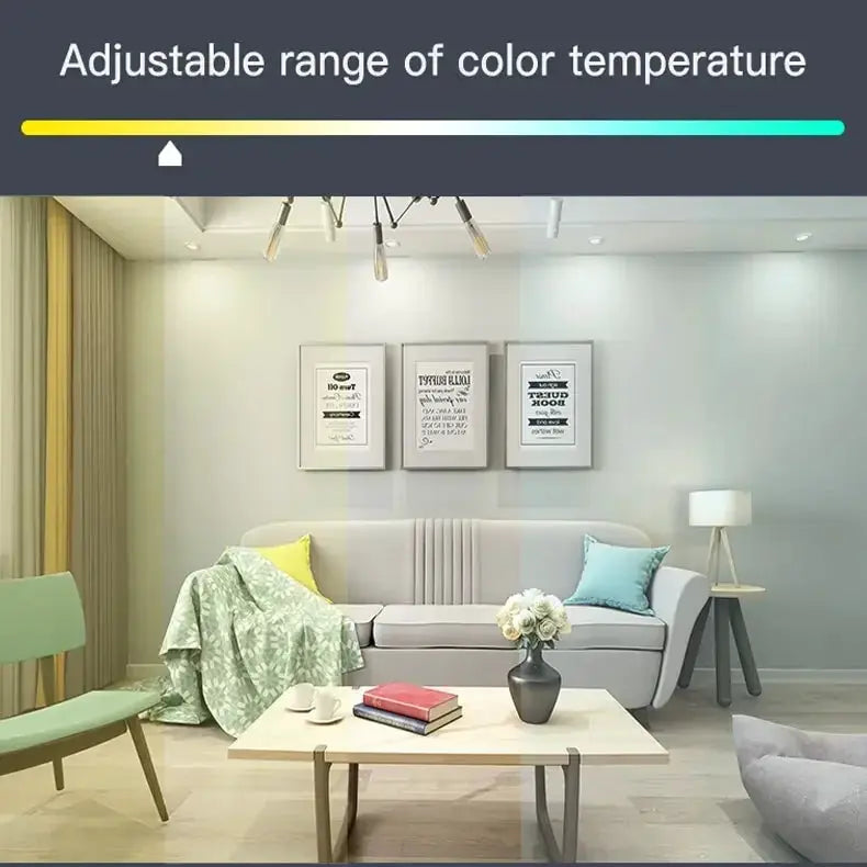 WiFi Zigbee RGB downlight by Simples Market, dimmable LED spot with adjustable color temperature in a modern living room