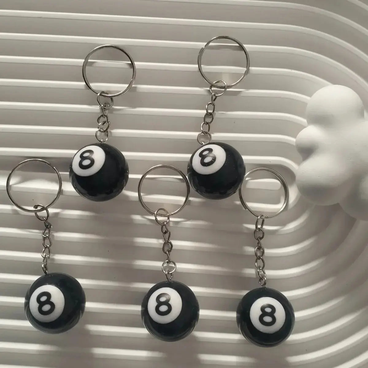 25mm Black 8 Ball Billiard Keychain Resin Pendant Mini Ball Decorative Jewelry Gift