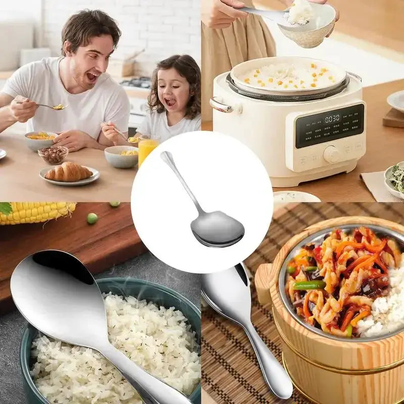 Large Stainless Steel Serving Spoon Ergonomic Kitchen Flatware For Rice Pasta And Salad