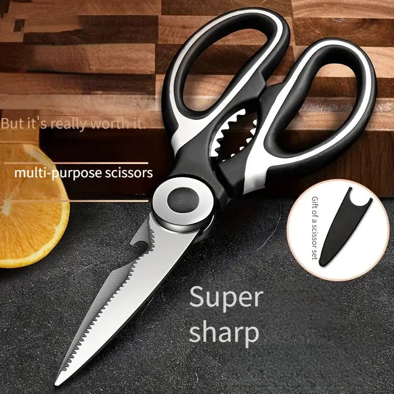 Multifunctional Kitchen Scissors Stainless Steel Shears For Fish Meat Herbs Durable Household Use