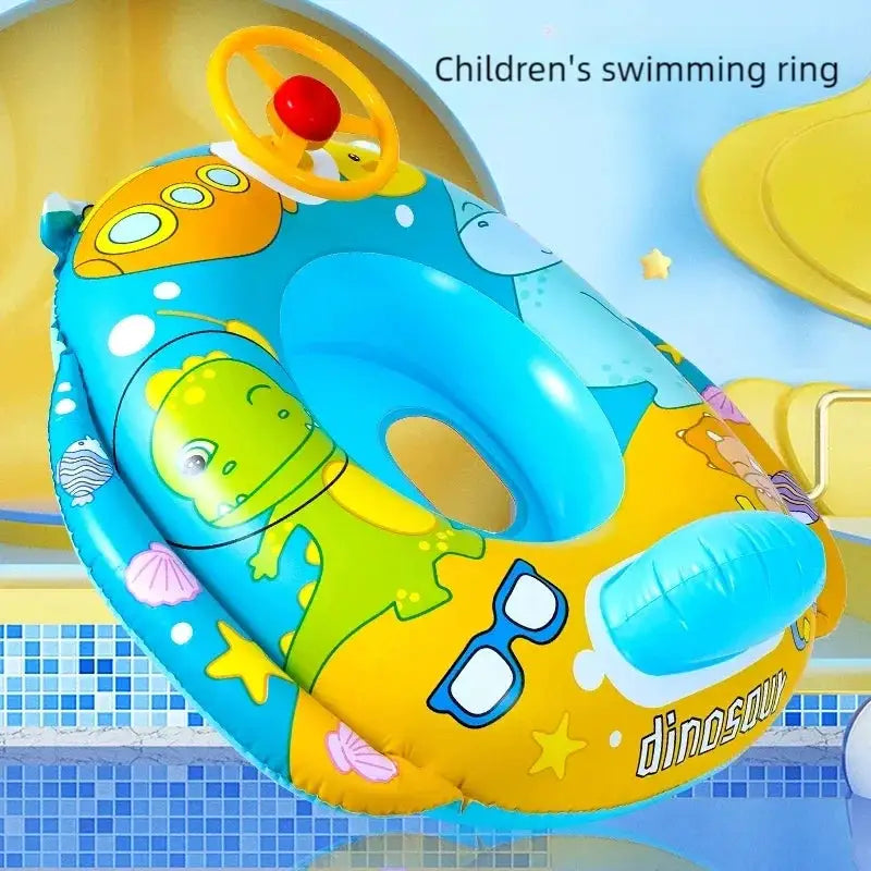 PVC Children Swimming Ring For Beach And Pool With Steering Wheel Inflatable Baby Water Toy Circle