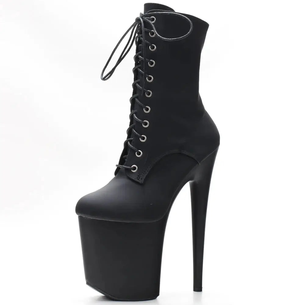 PoleStar Stripper 8 Inch Platform Lace Up Boots Ankle High Pole Dance Boots With Stable High Platform