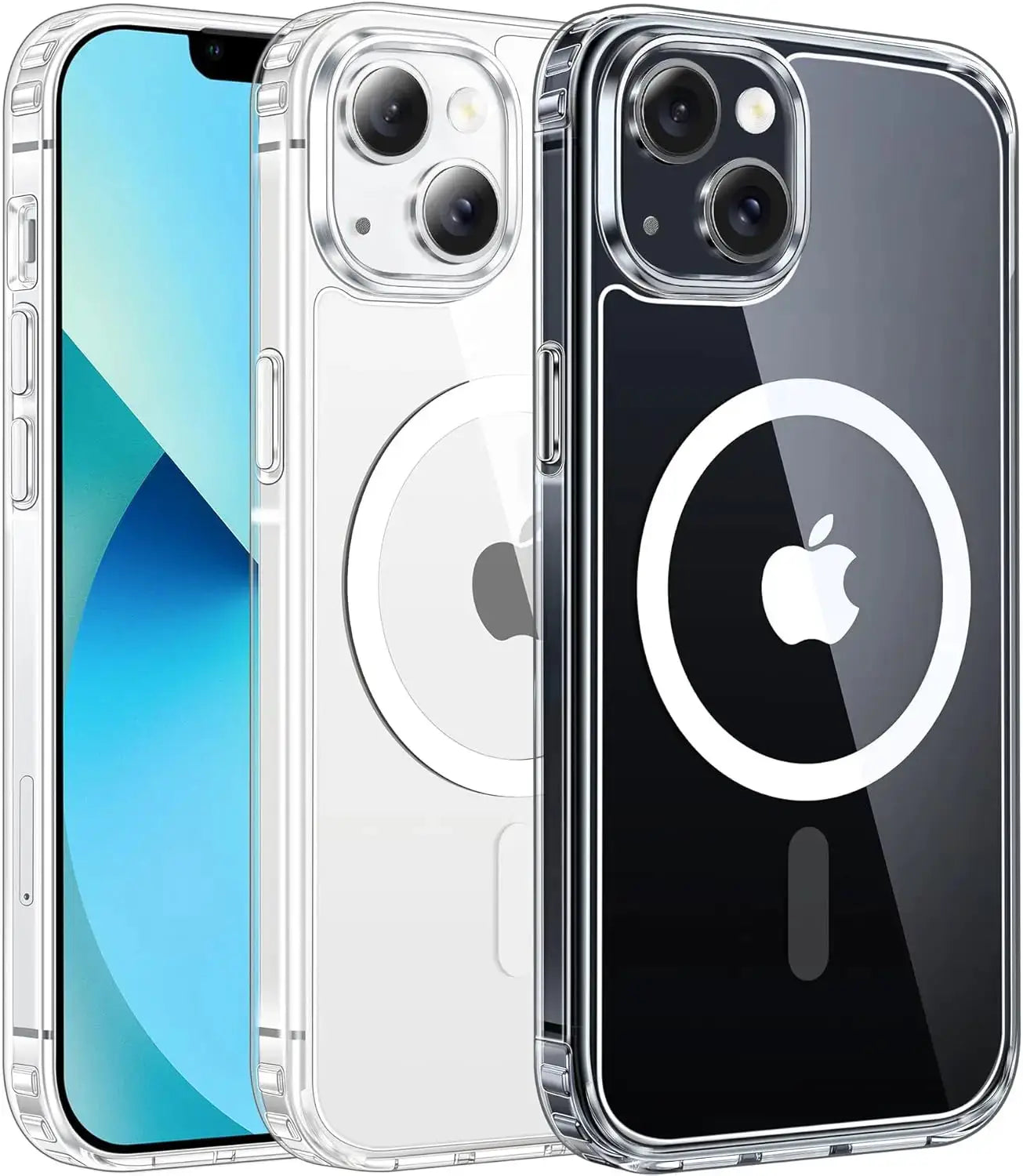 Clear MagSafe iPhone case set (3-pack) with magnetic ring for wireless charging across iPhone 12–17 series