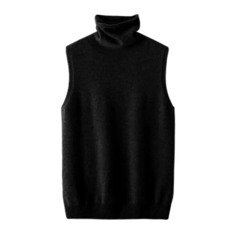 Women 100 Percent Merino Wool Sleeveless Turtleneck Vest Waistcoat Knitwear For Spring Autumn Winter Layering Fashion Tops