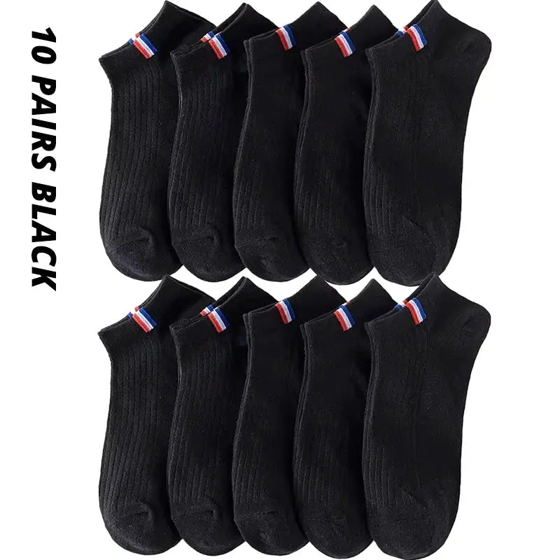 Mens Thin Summer Boat Socks Pack Of 5 10 20 Pairs Breathable Sweat Absorbing Casual Plain Color