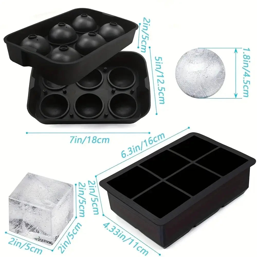 6 Grid Silicone Ice Cube Tray Mold For Freezer DIY Ice Maker For Cocktails And Beverages