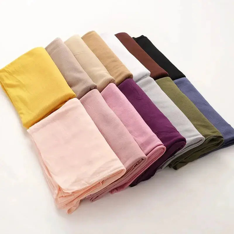 Modal Cotton Jersey Hijab Scarf 170x60cm Long Soft Plain Turban Head Wrap For Women