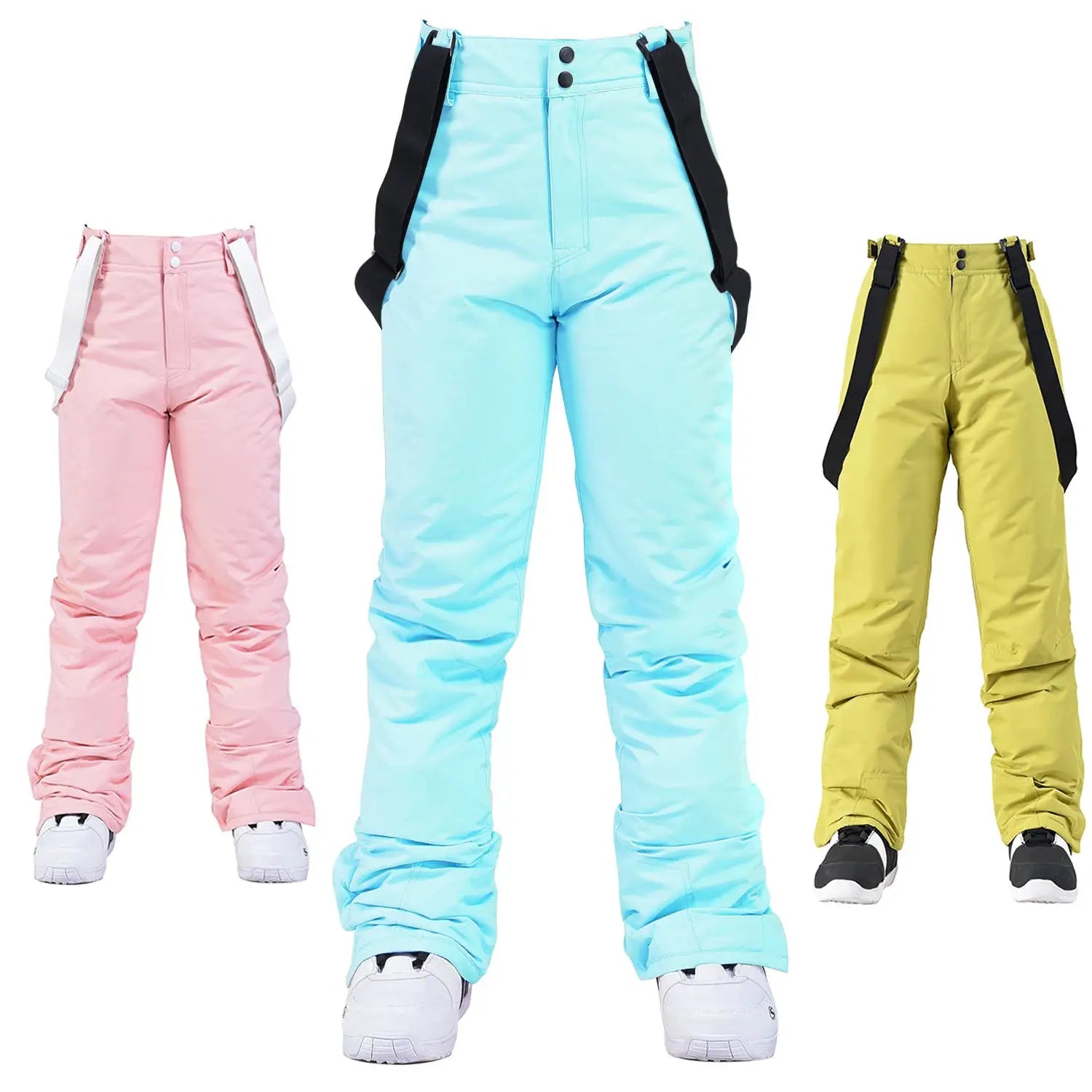 Women Winter Skiing Pants Warm Thick Windproof Waterproof Snowboard Suspender Trousers Plus Size
