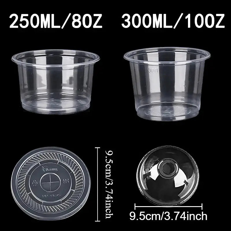 50Pcs Disposable Transparent Cups With Dome And Flat Lids For Milk Tea Coffee Juice Desserts