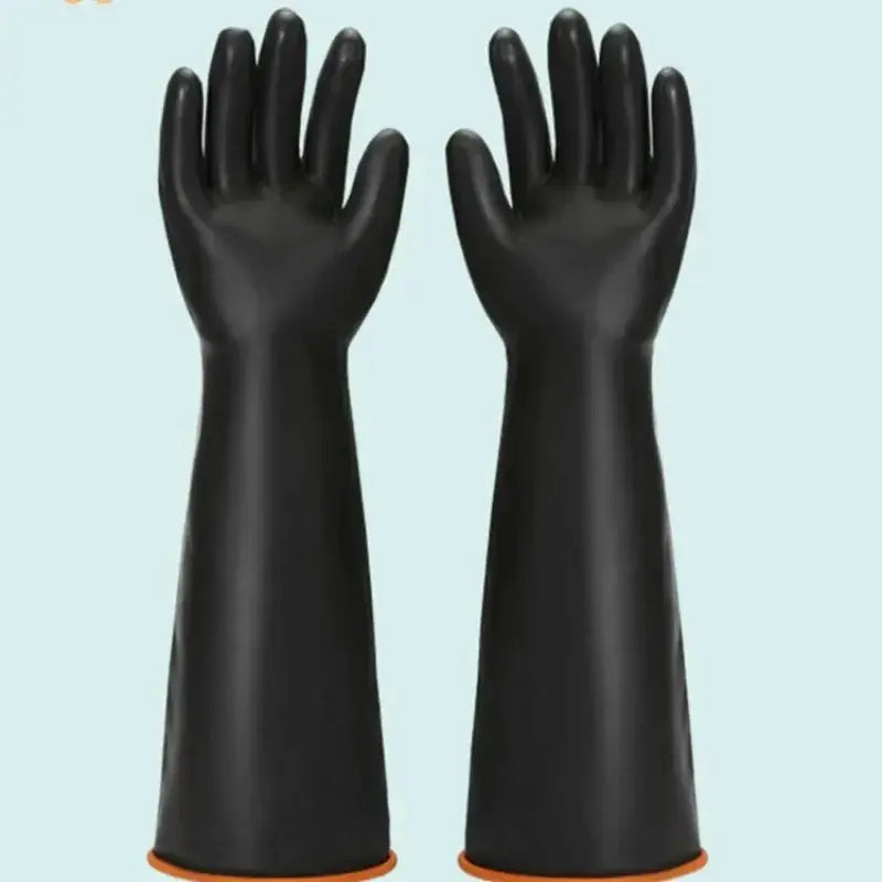 Simples Market black rubber safety gloves, heavy-duty acid-alkali resistant, 35–55cm pair