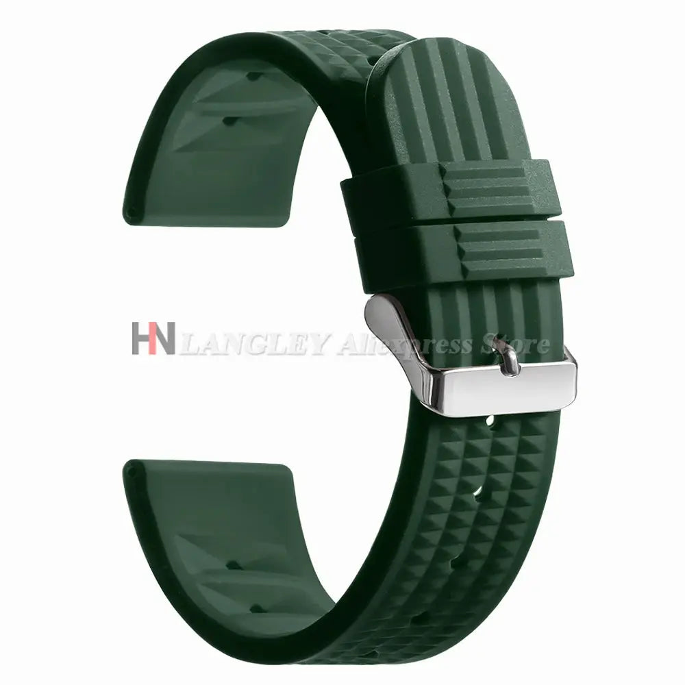 Watchdives Soft Rubber Waffle Strap 20mm 22mm Silicone Diver Watchband For Seiko SKX007 Waterproof