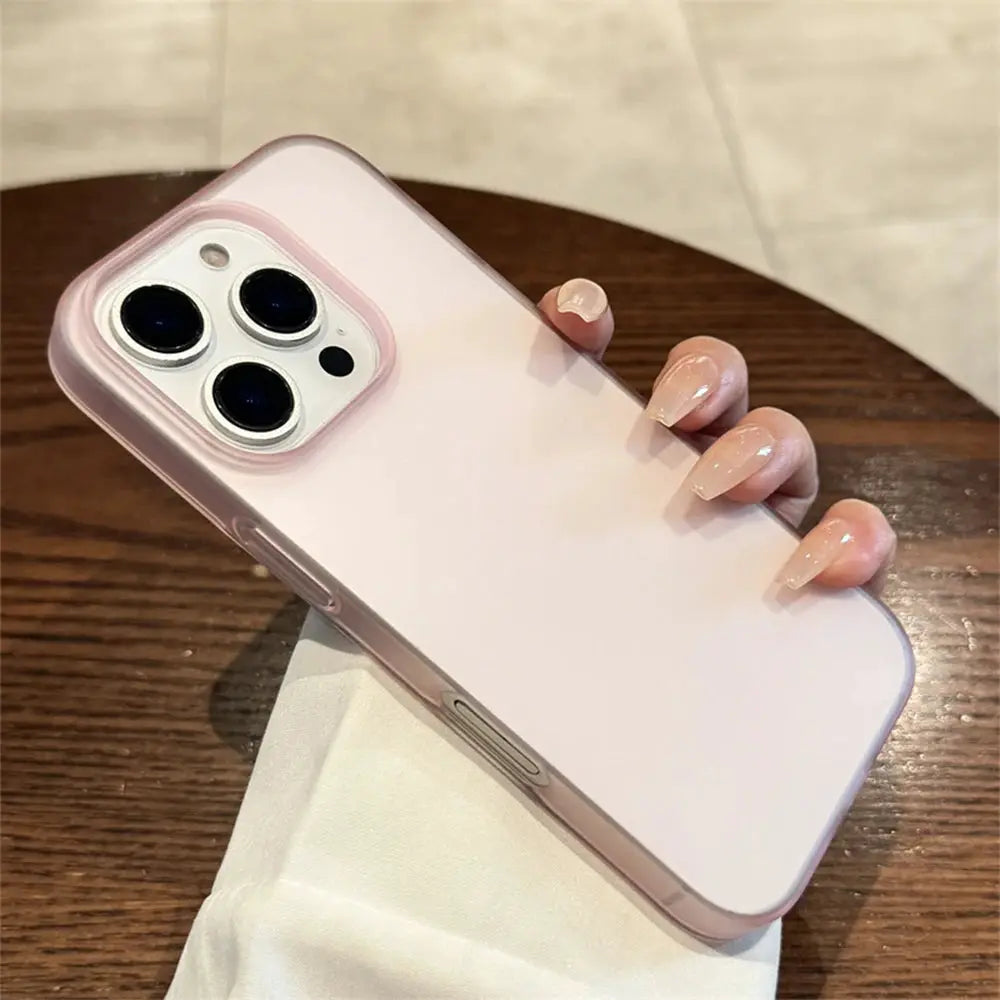 Soft matte candy transparent pink phone case for iPhone with shockproof silicone bumper