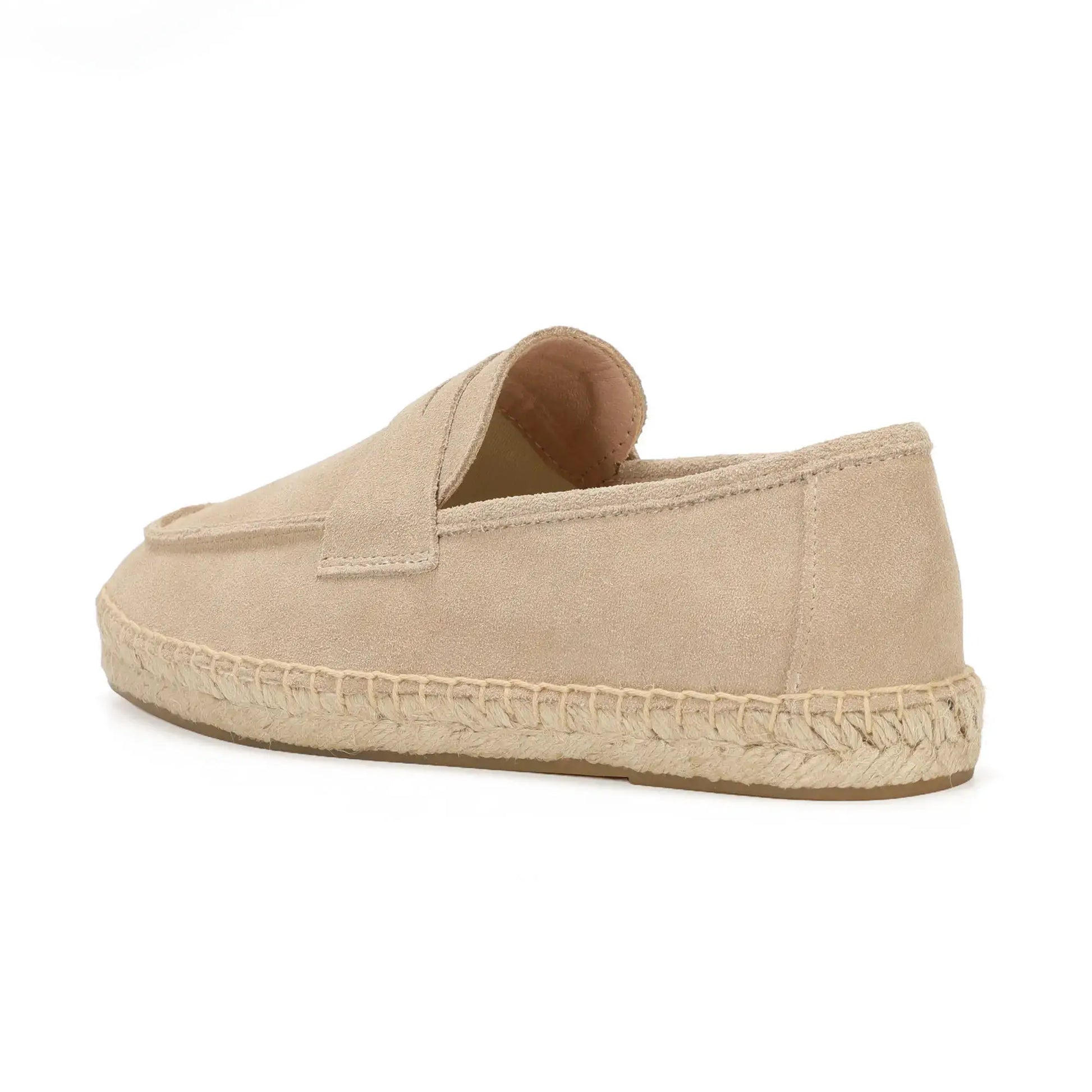 Men's beige jute espadrille slip-on loafers with cow suede leather