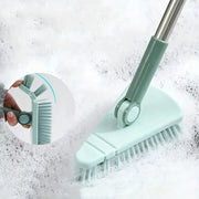 Simples Market triangle floor brush with long detachable handle in mint green, ideal for bathtub and floor gaps