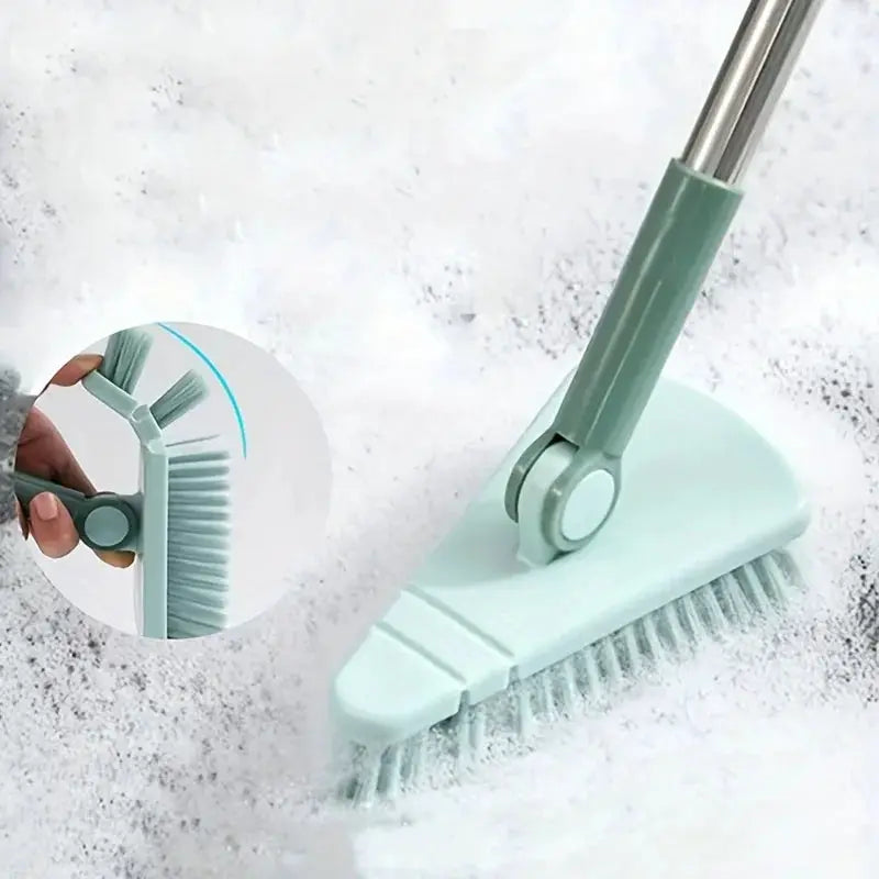Simples Market triangle floor brush with long detachable handle in mint green, ideal for bathtub and floor gaps