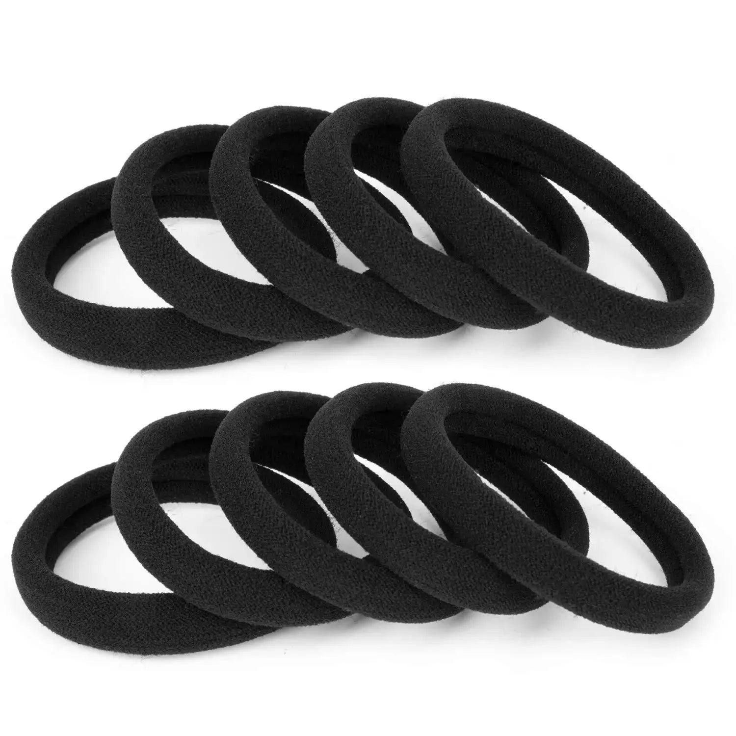 Simples Market black fabric-covered elastic hair ties for kids; set of soft, matte bands