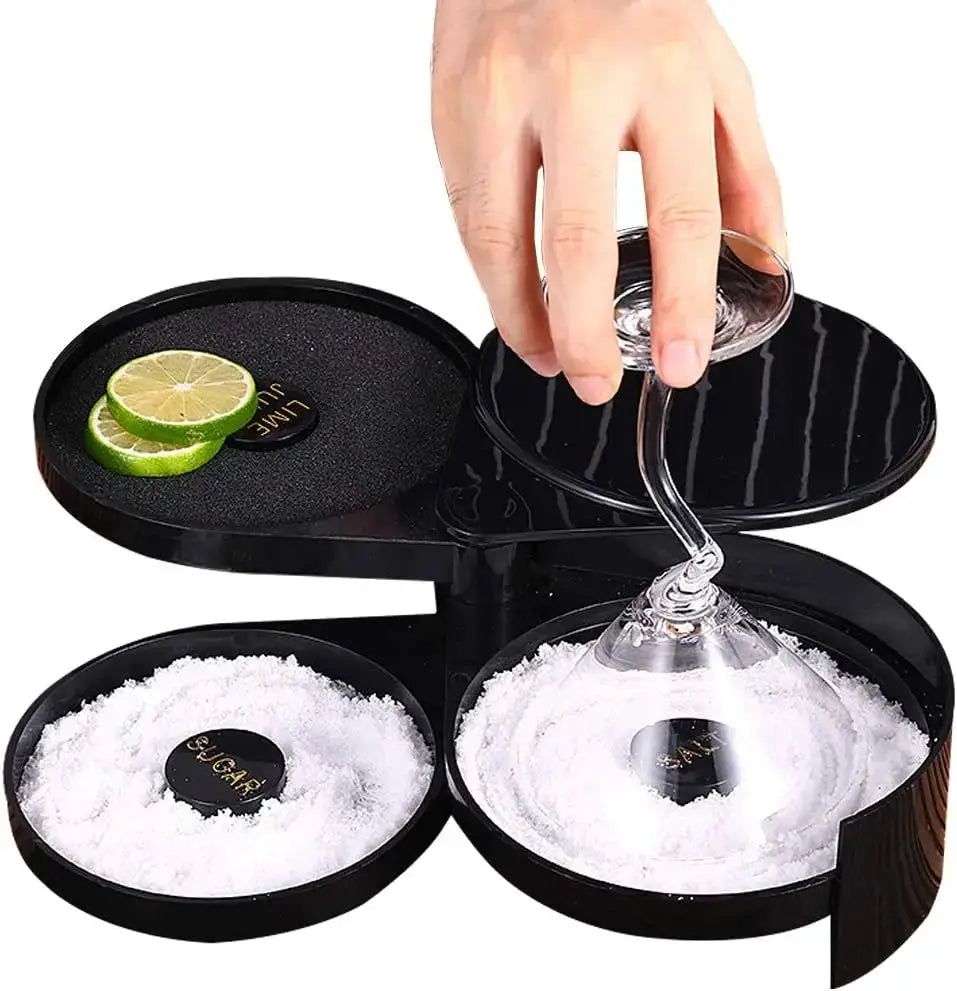 Three Layer ABS Rotating Cocktail Seasoning Box Bar Accessories Salt Sugar Garnish Organizer