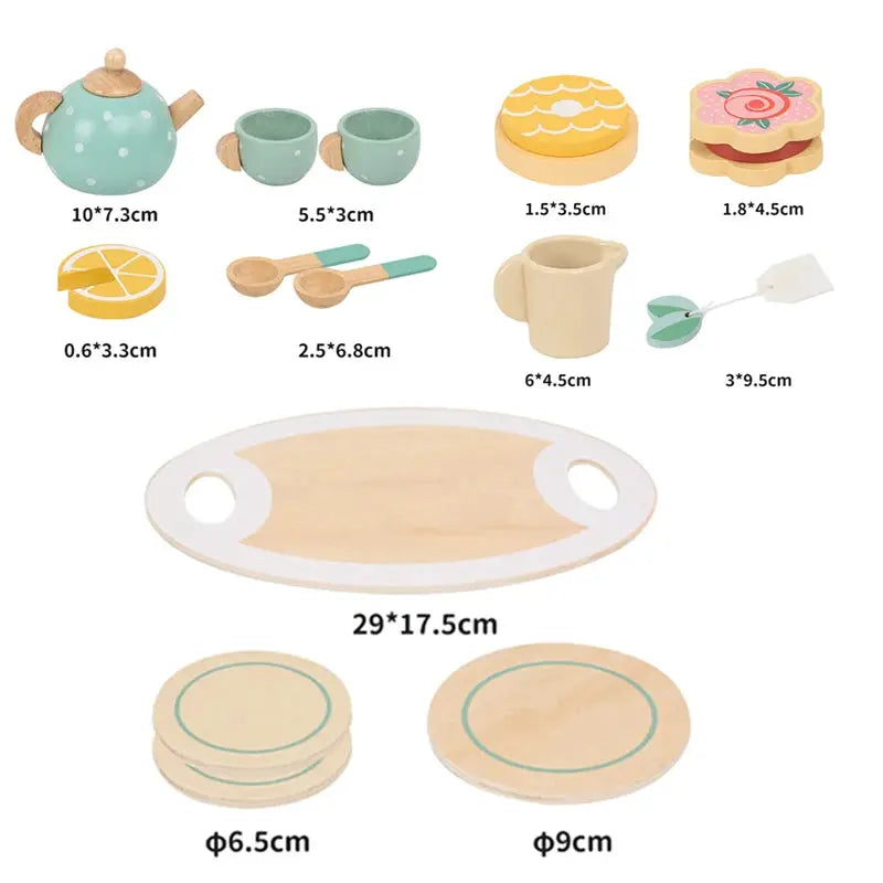Wooden Afternoon Tea Set For Toddlers Pretend Play Kitchen Tea Party Accessories Food Toy Educational Gift