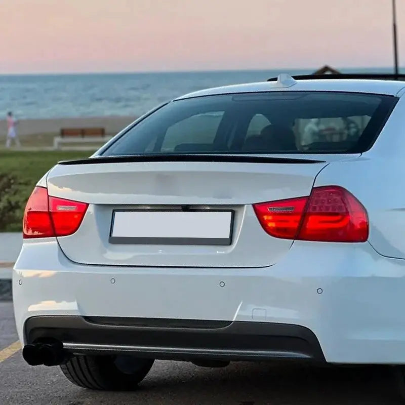 Rear trunk spoiler lip for BMW E90 3 Series sedan, white