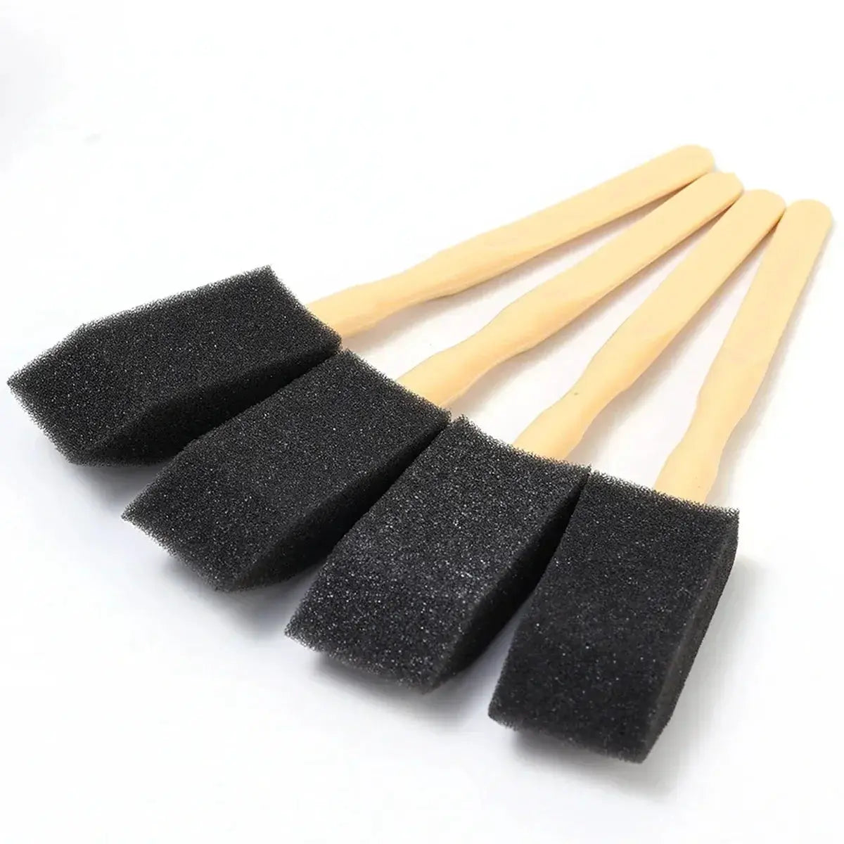 Car air conditioning vent cleaning brush set with four foam sponge heads on wooden handles