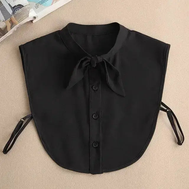 Detachable White Faux Collar With Front Tie For Women And Girls Vintage Lace Blouse Collar