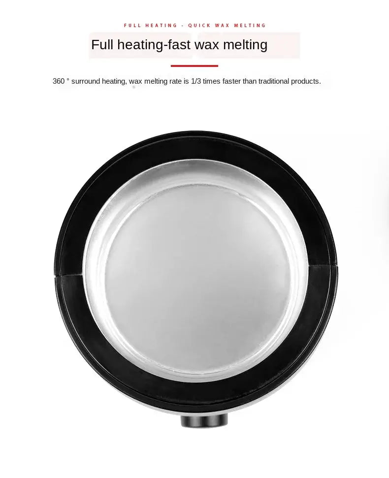 Waxing machine 200ml wax heater by Simples Market with black outer ring and silver inner pot.