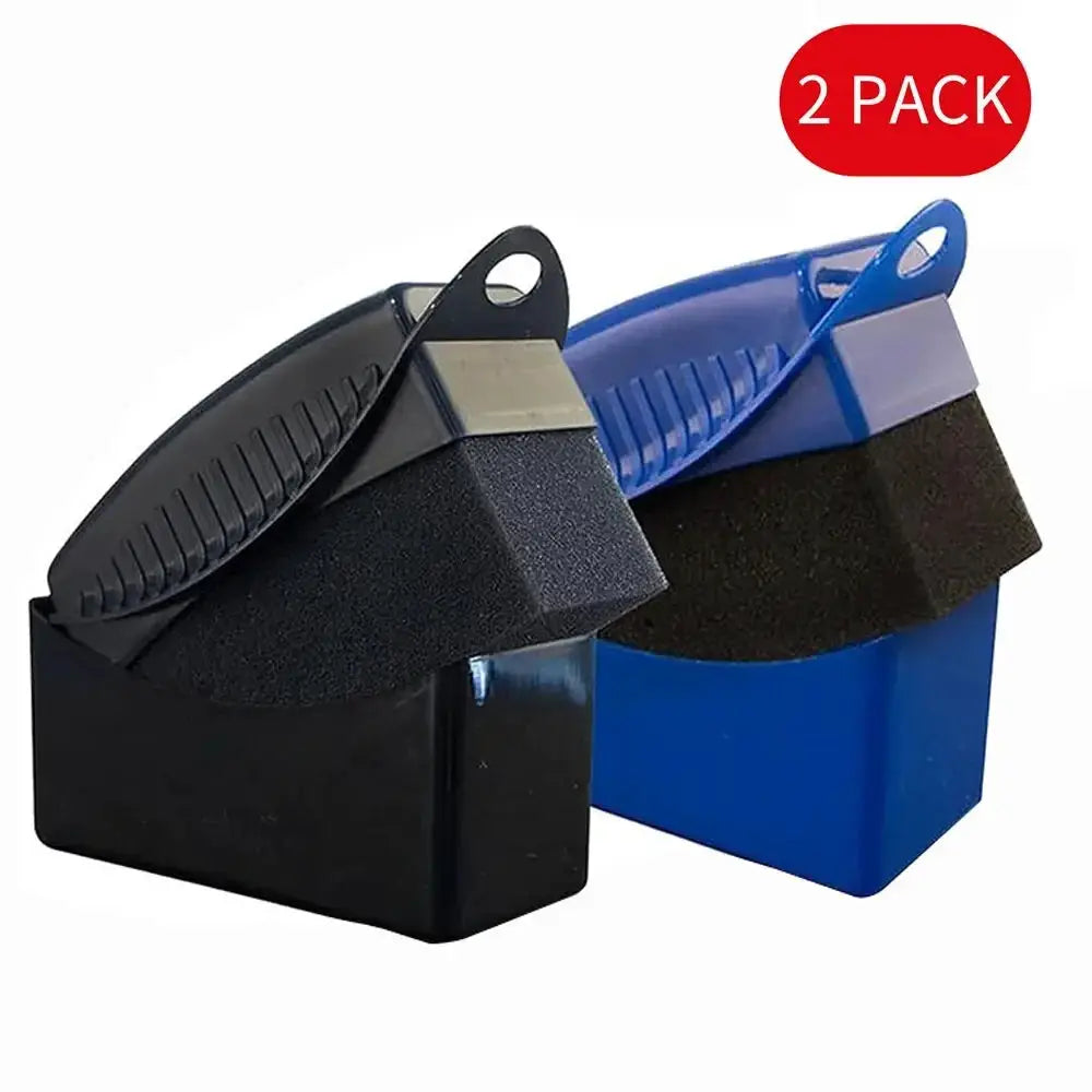 2-pack car tire and wheel cleaning and polishing sponge set with rim-waxing pads in black and blue