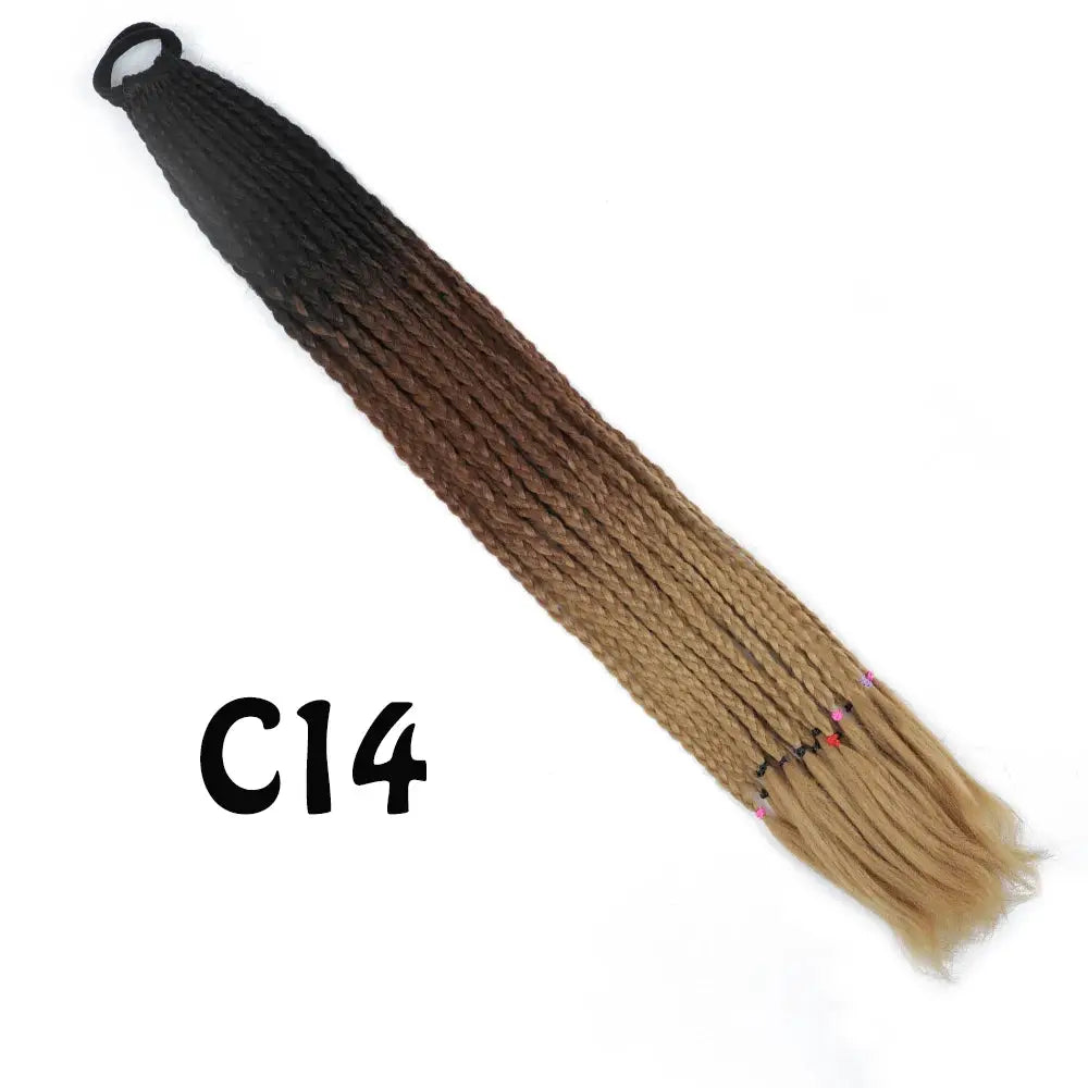 Simples Market synthetic gradient braided ponytail extension, 24-inch rainbow ombre black to blonde with elastic band