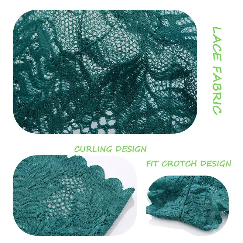 3pcs teal lace fabric swatches with floral edges and curling design texture
