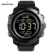 North Edge men's digital wristwatch, black/gray rugged design with backlit display and 50M water resistance