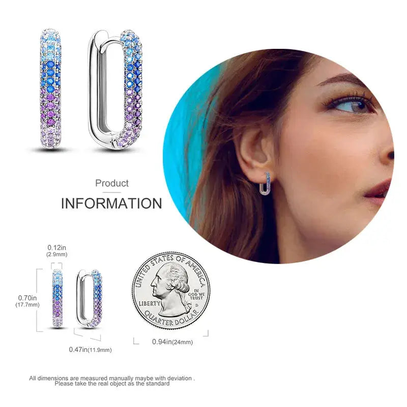 925 Silver Hoop Earrings For Women Zircon Heart Shape Star Eardrops Original Fashion Jewelry
